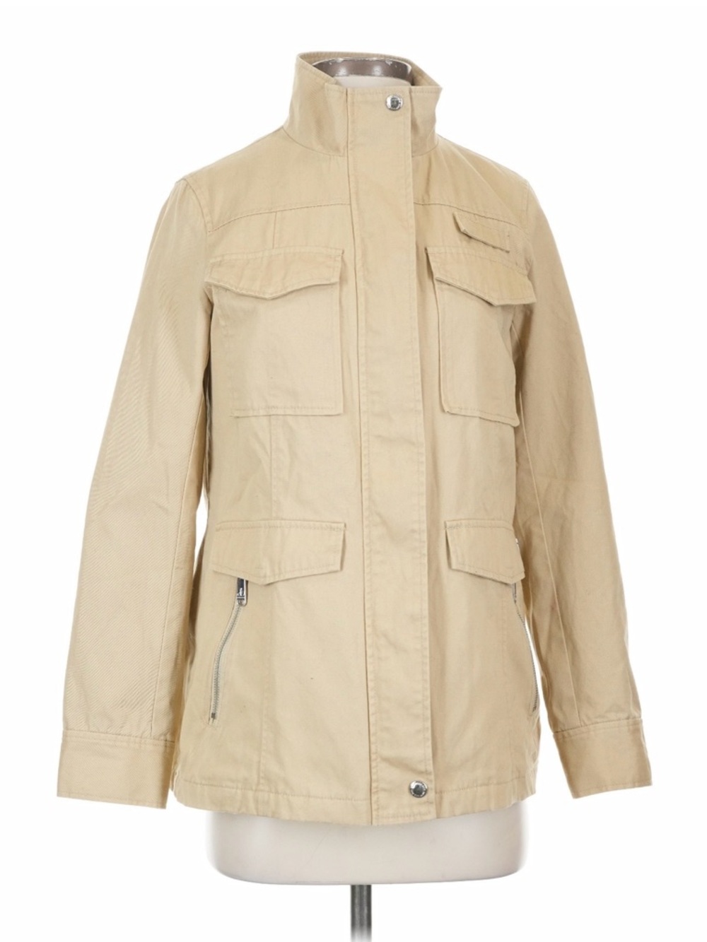 **Sam Edelman Womens Tan High Collar Zip‎ Up Classic Utility Jacket, Size XS